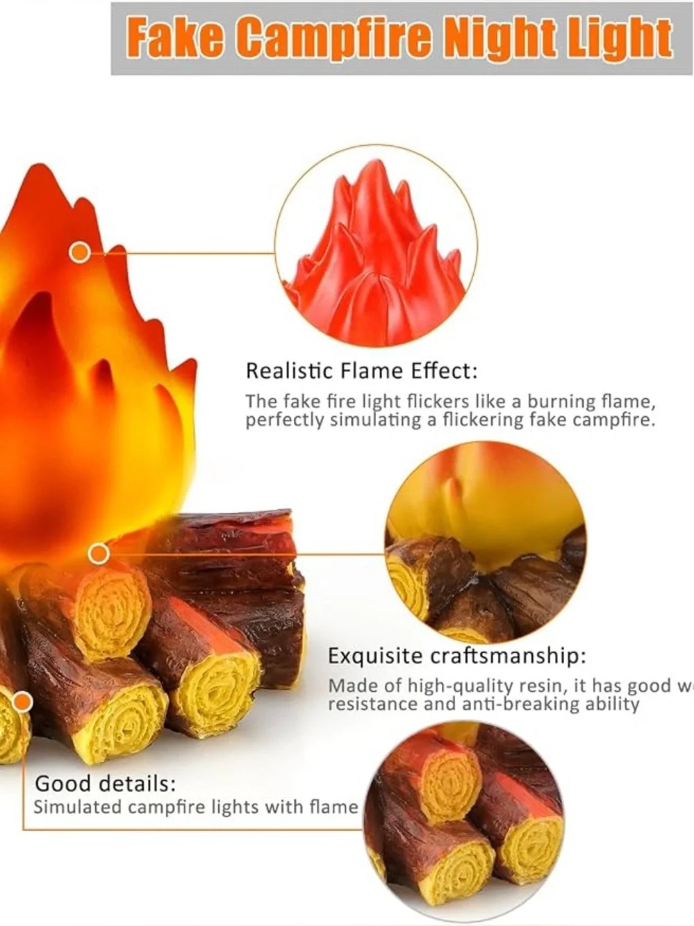 Decorative Orange Campfire LED Centerpiece - Home Party Supplies